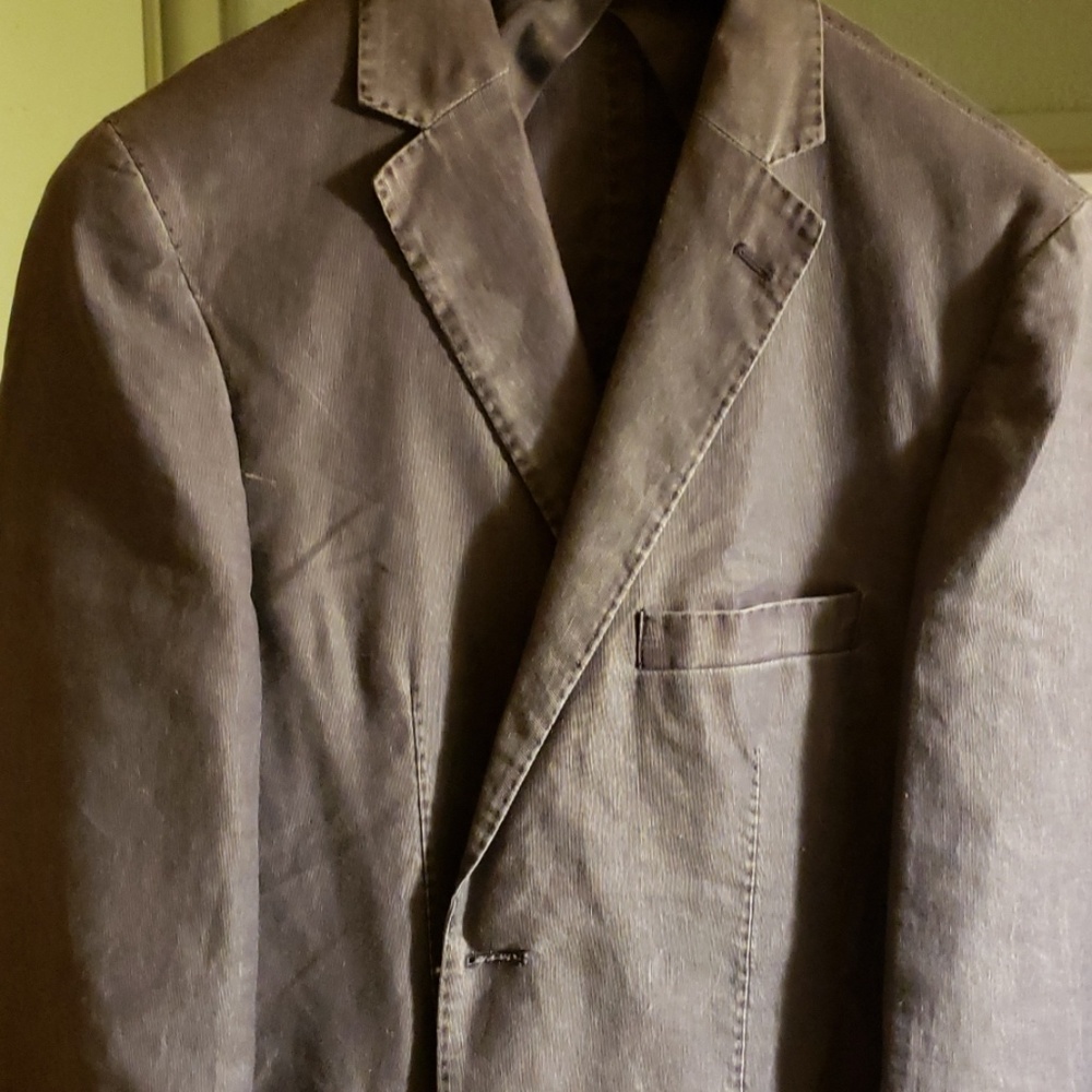 Blue linen cotton blend casual sportcoat